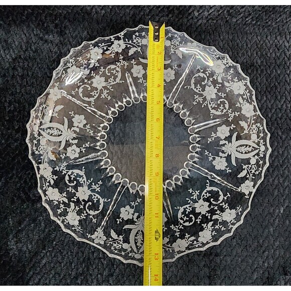 New Martinsville Prelude Etched Crystal Console Bowl Elegant Glass 1930s–1940s - Picture 7 of 8